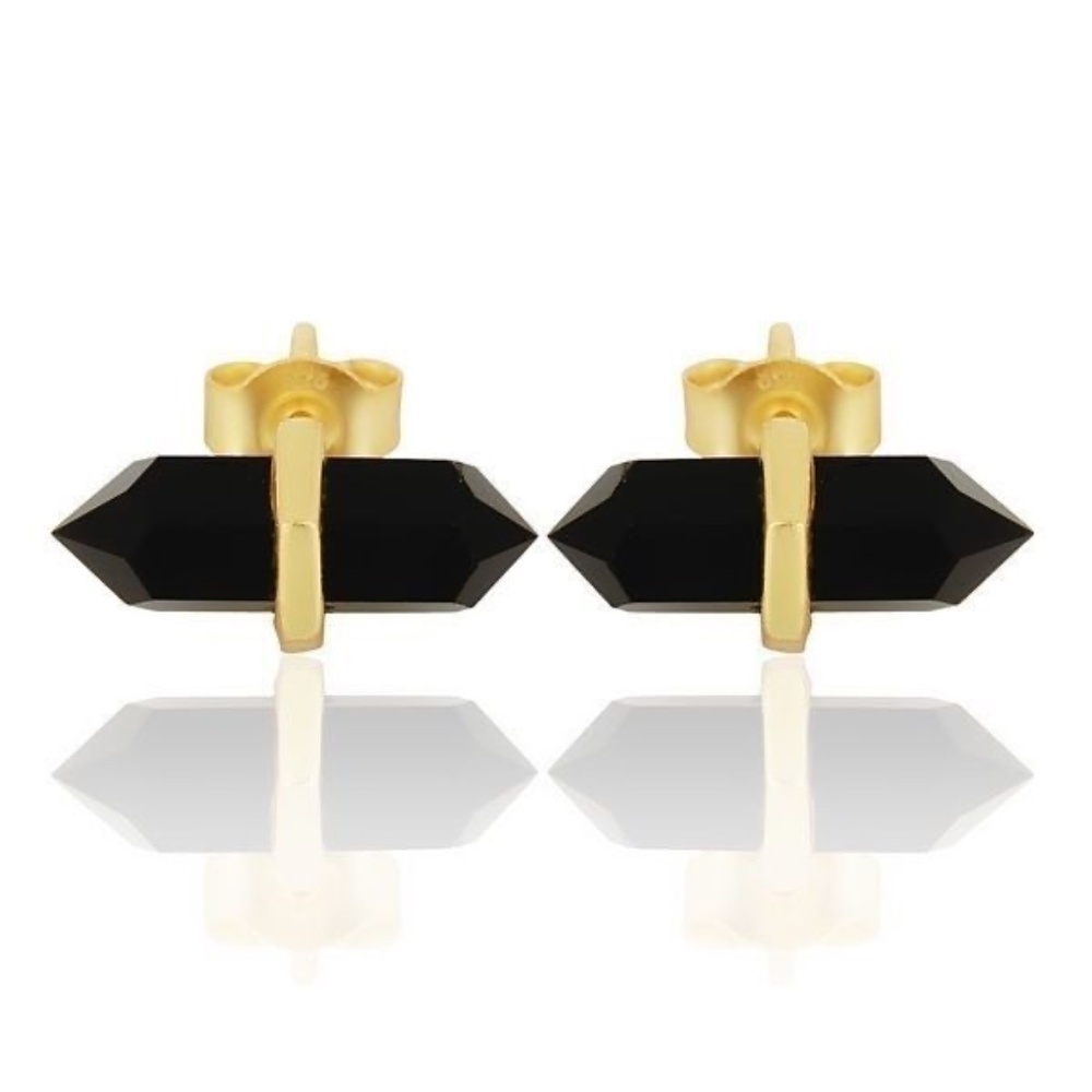 Black Gem Stud Earrings